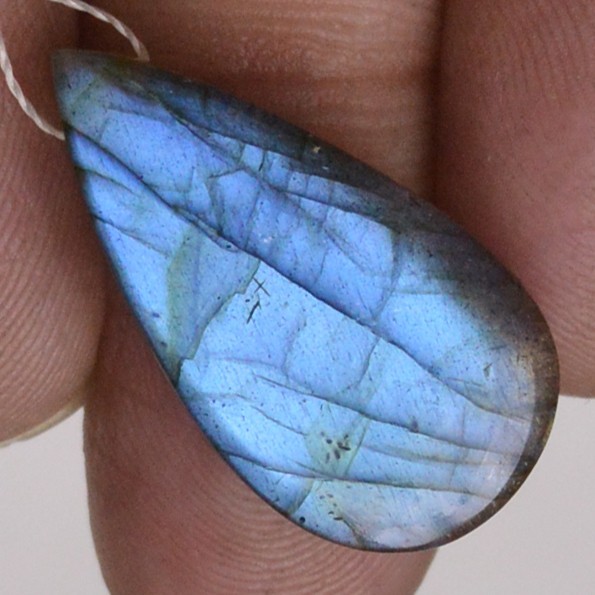 18 Cts Natural Labradorite Cabochon Side Drill Gemstone Jewelry 25×13 mm #L572