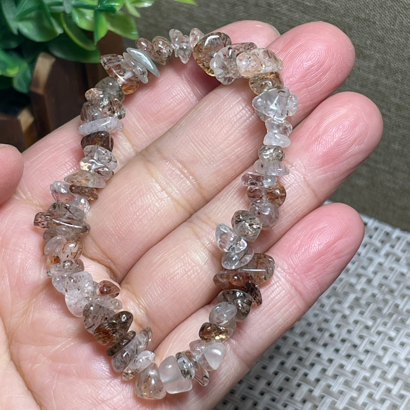 1pcs Multicolored tourmaline stone Chip beads Stretch Bracelet E6184