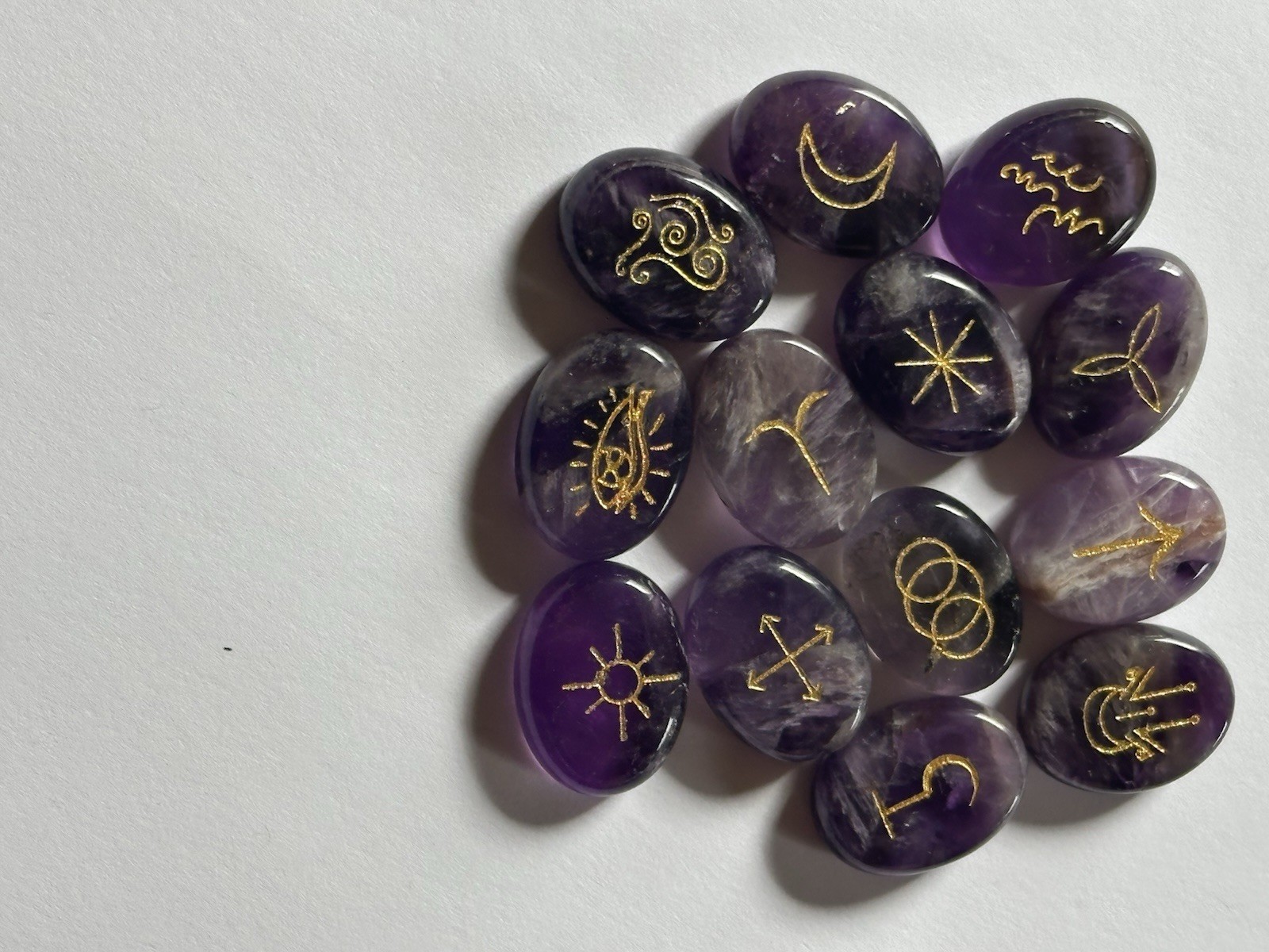 Amethyst Rune Stones For Divination And Healing Set Of 13 New