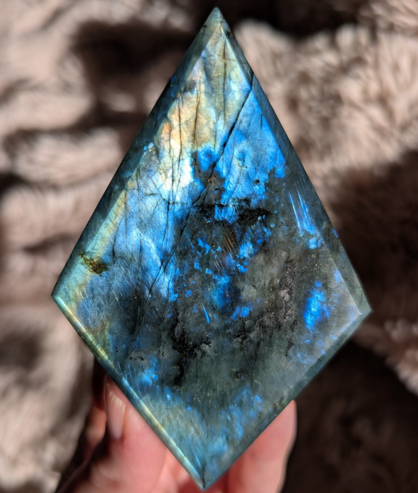 Labradorite Freeform Diamond Ornament Crystal Gemstone Chakra Flash