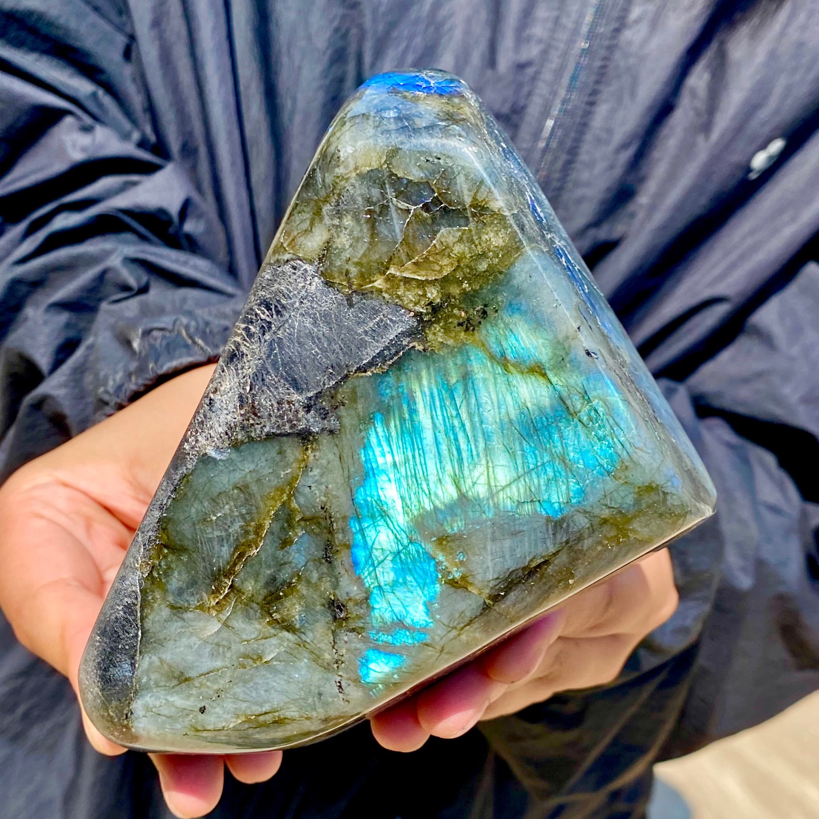 1.73LB Natural elongated stone Madagascar polished crystal healing stone