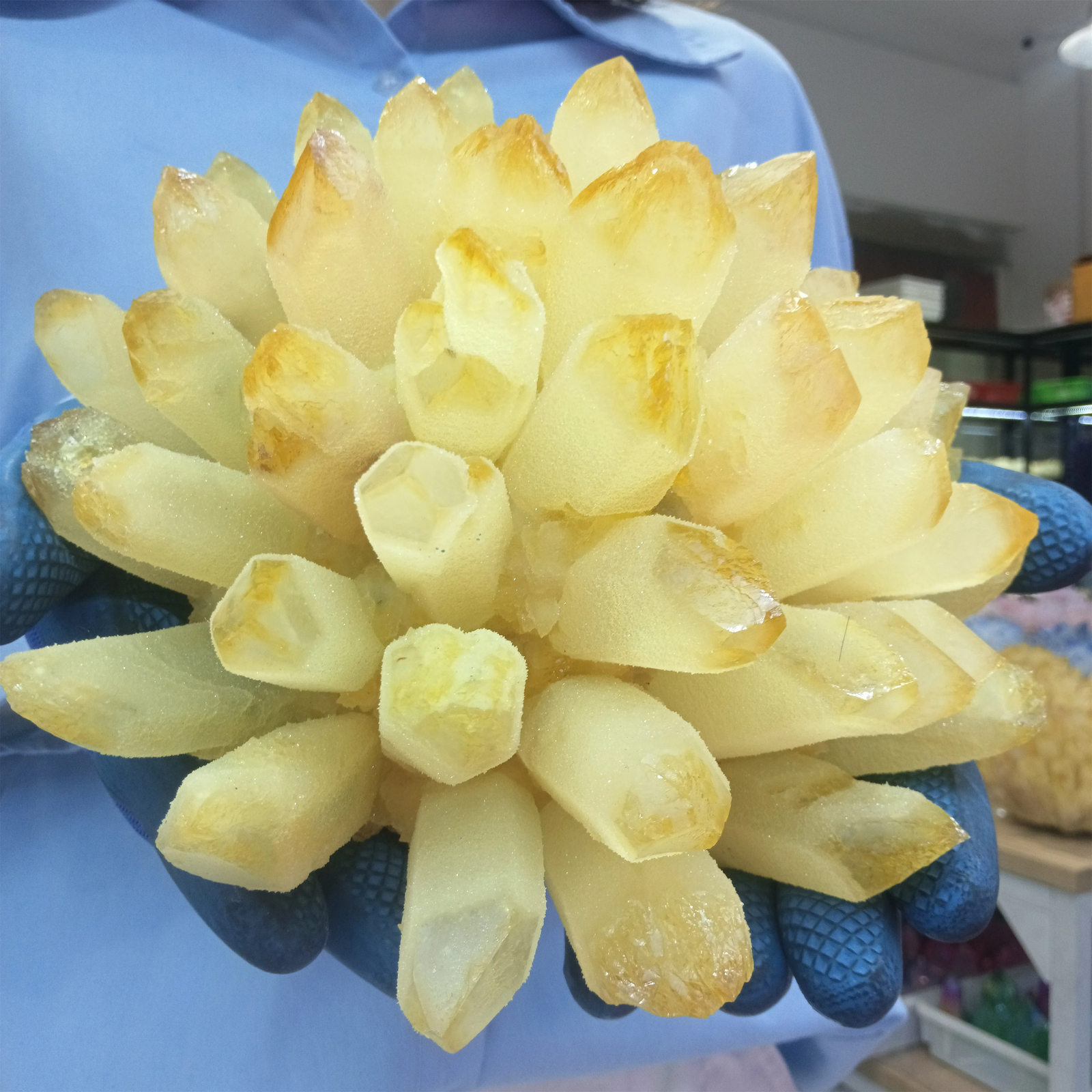 Natural Yellow Ghost Quartz Cluster Yellow Crystal Cluster Mineral Healing Stone