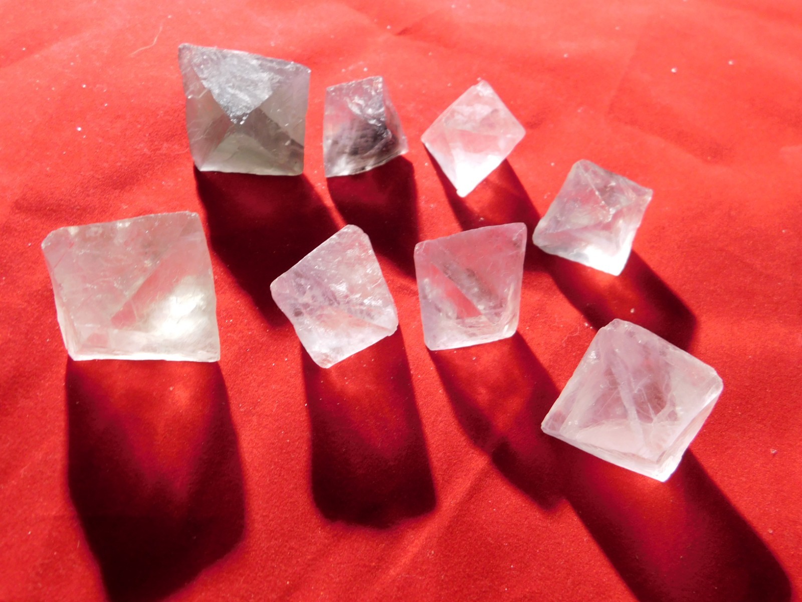 Big Lot of EIGHT! Translucent Octahedron FLUORITE Crystals From China 341gr