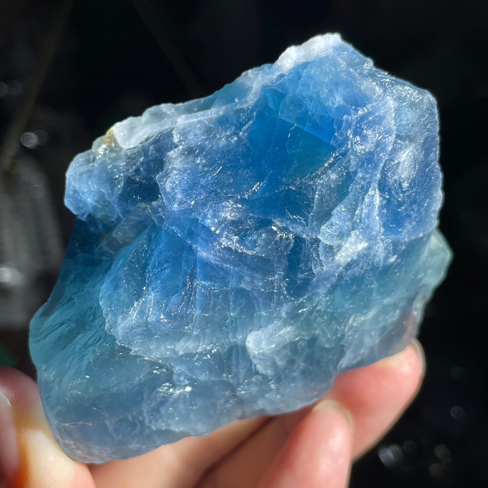 305g Natural Rough Dark Blue Fluorite Quartz Crystal Raw Stone Specimen Healing