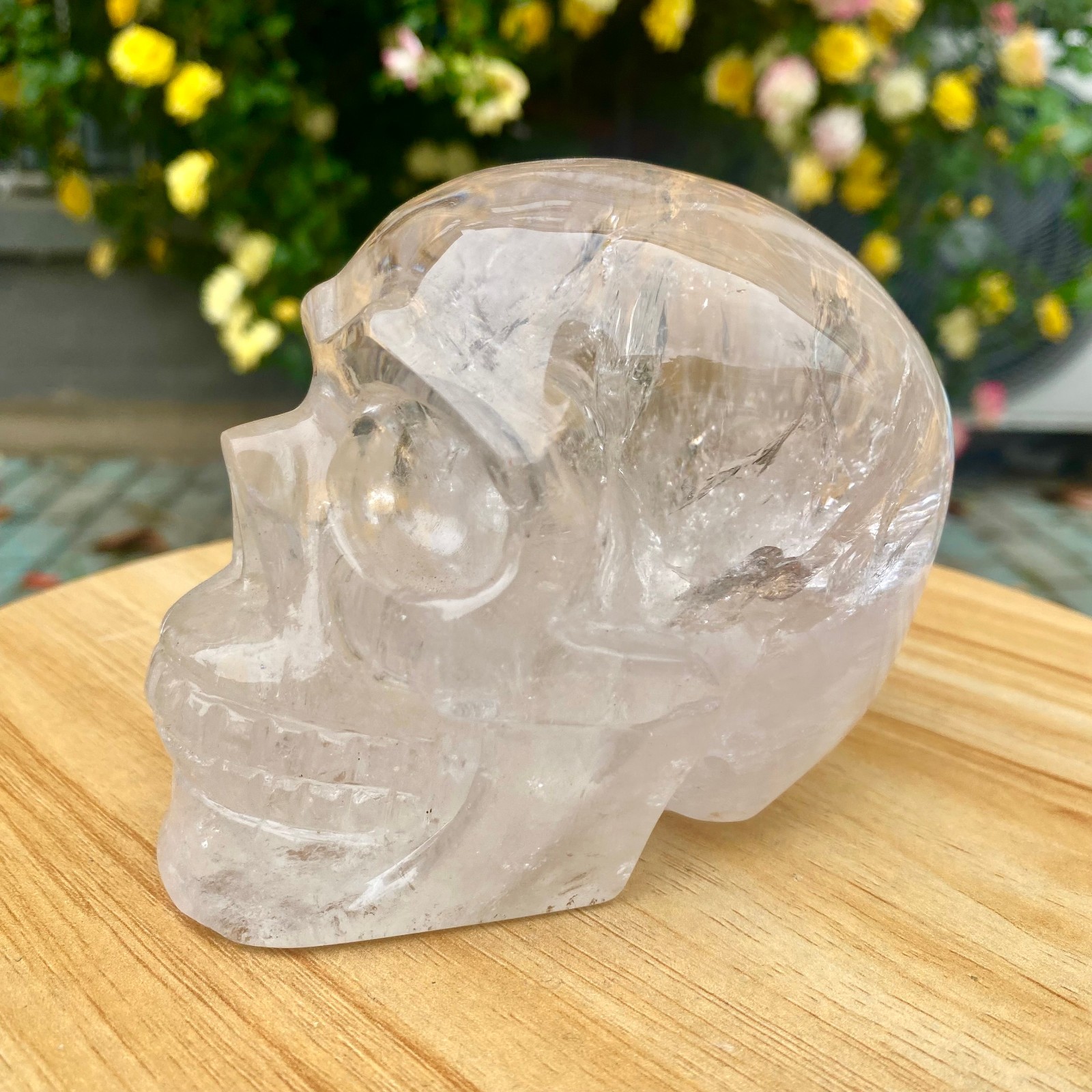 2.46LB TOP! White melting quartz hand carved crystal skull gem reiki healing