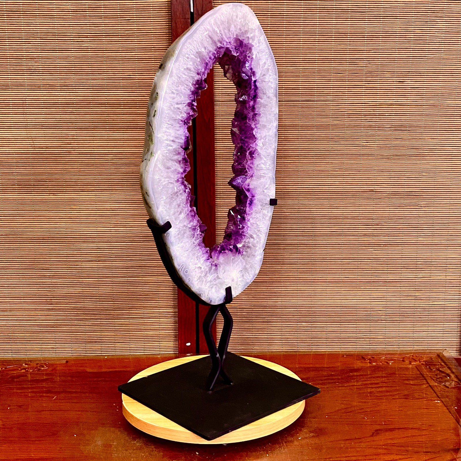 12.5LB Natural Amethyst Cave Crystal Slice Crescent shaped Hand Cut Repai