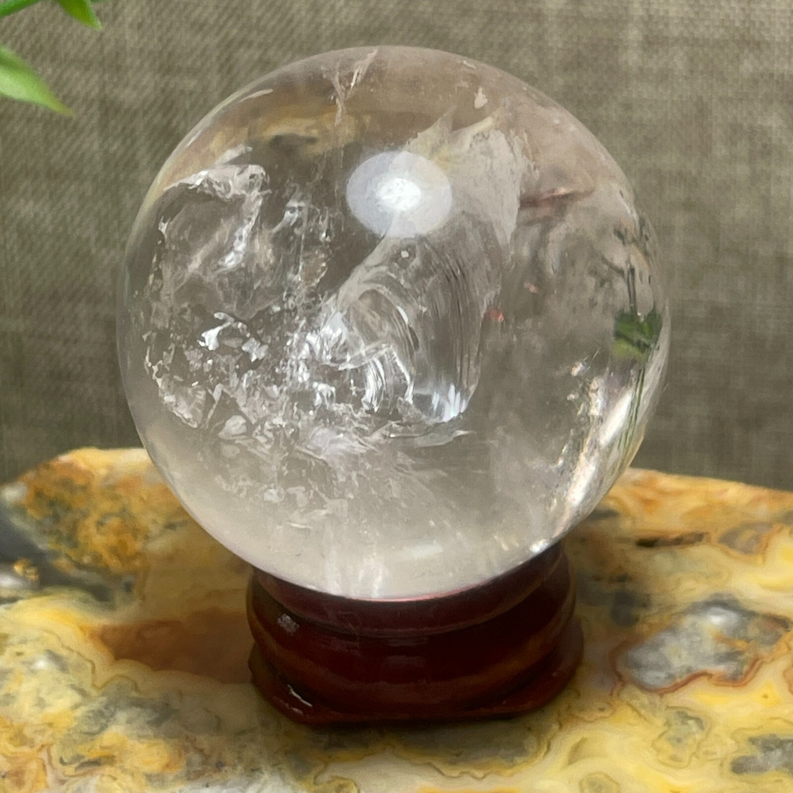rainbow White Clear stone Sphere Ball Healing original stone 39mm A10