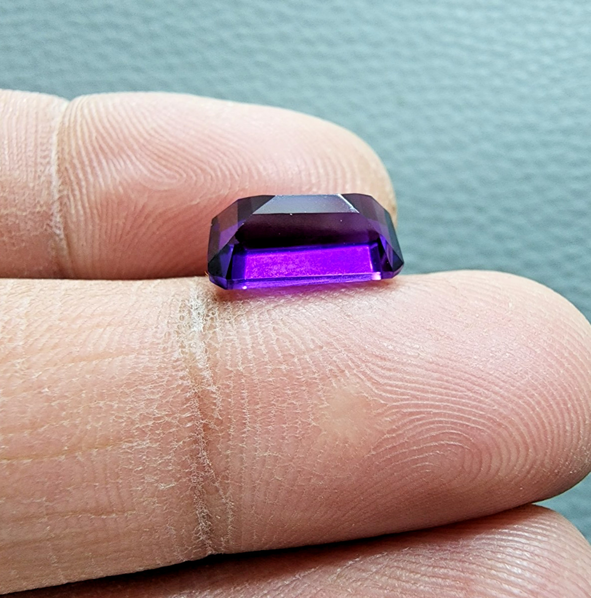 Glowing Purple Amethyst 3.80 Ct Emerald Cut Lab-Created Loose Gemstone Ring