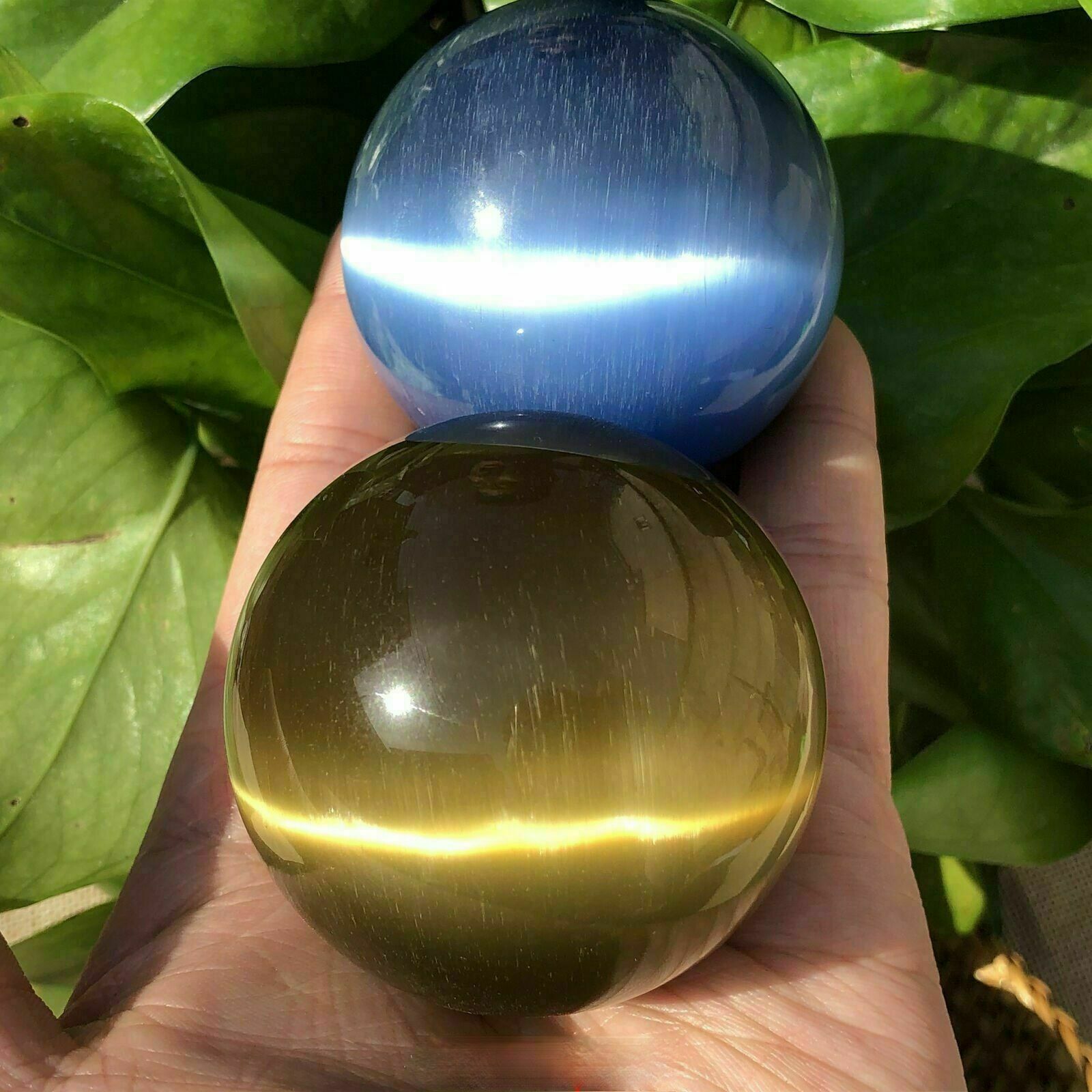 Beautiful Rare Natural Cat’s Eye Stone Balls Quartz Crystal Reiki Healing Sphere