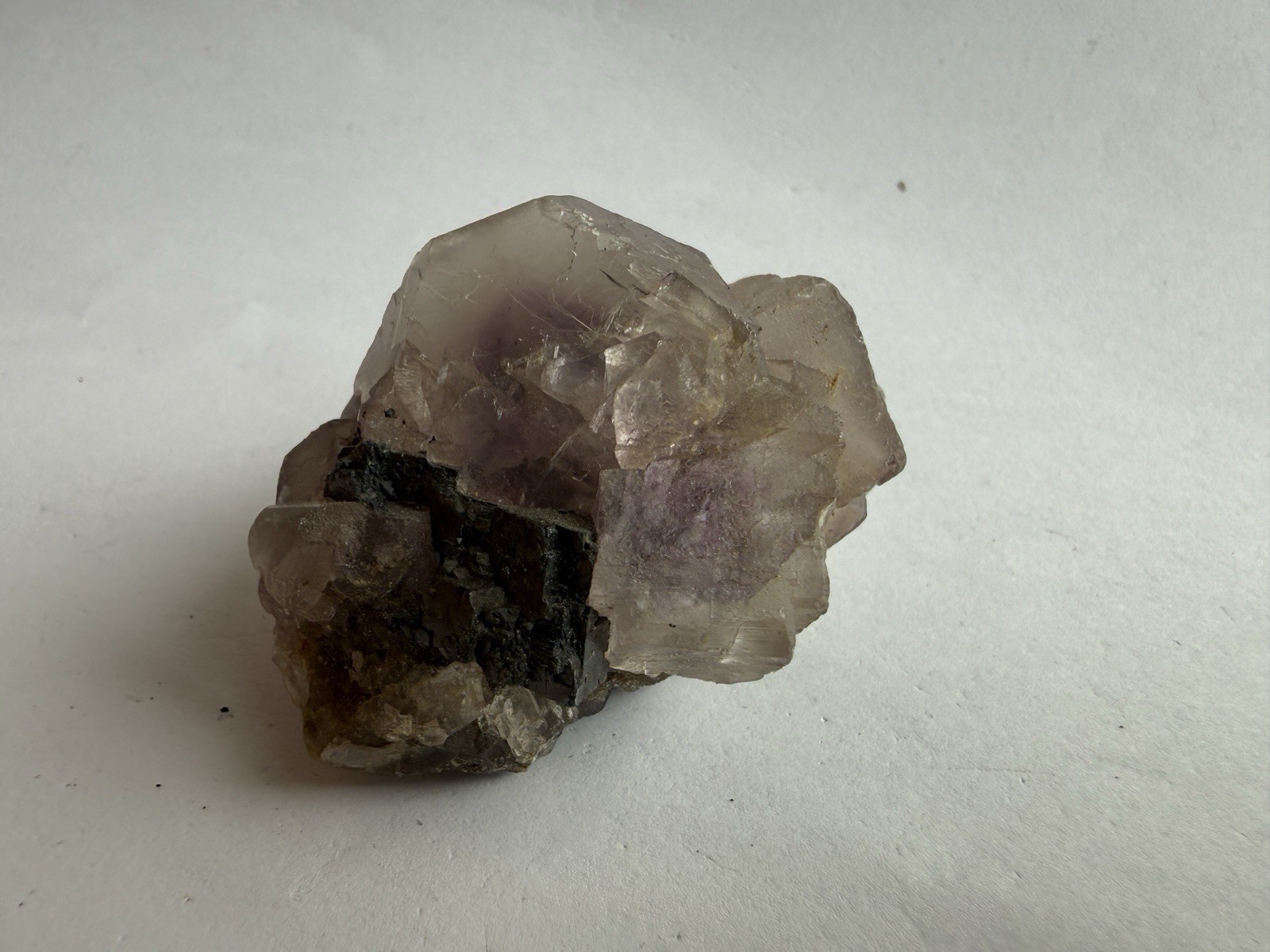 450g Transparent Light Purple Cubic Fluorite Crystal Cluster Mineral Specimen