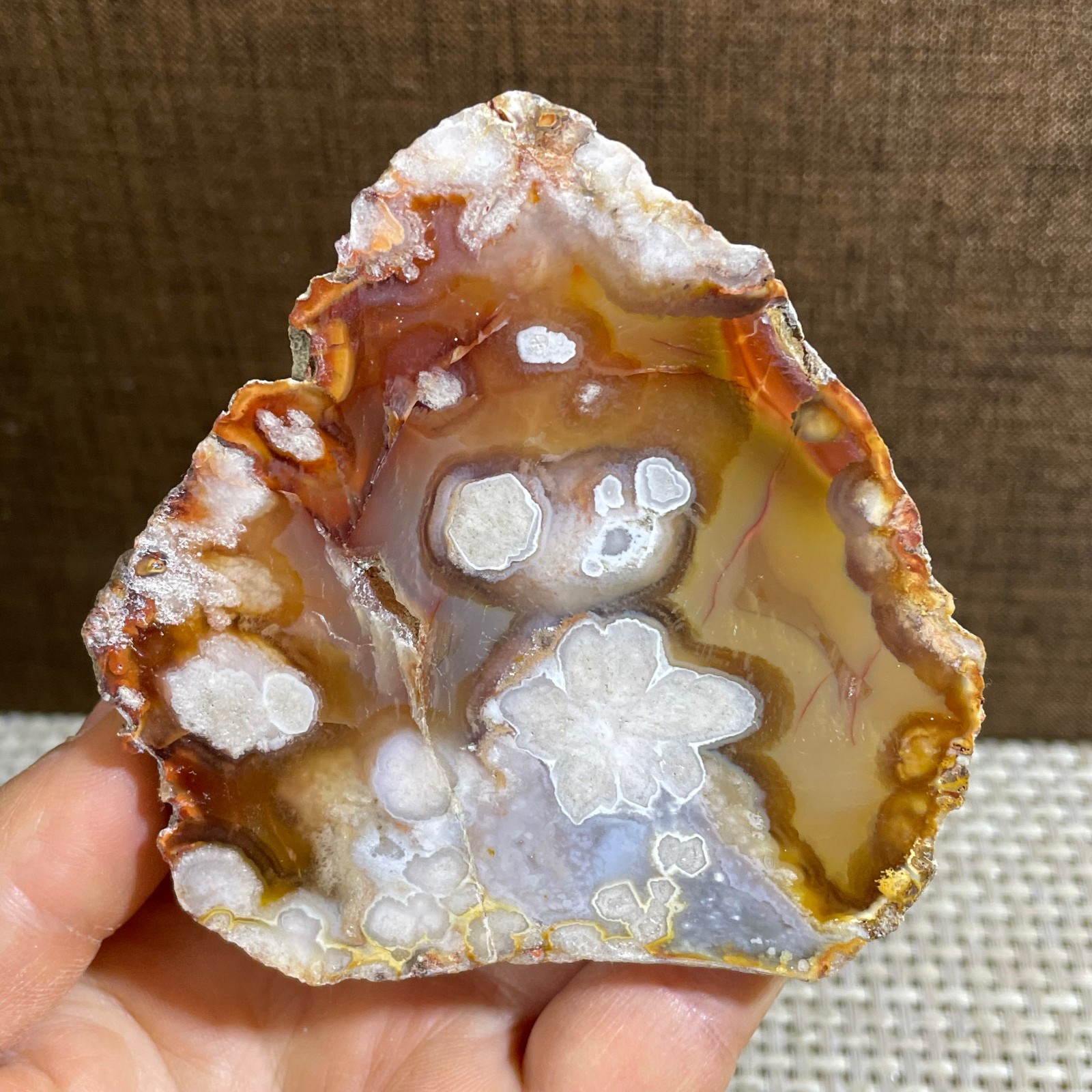 198g atural Sakura Agate Blossom Facet Rough Specimen Madagascar