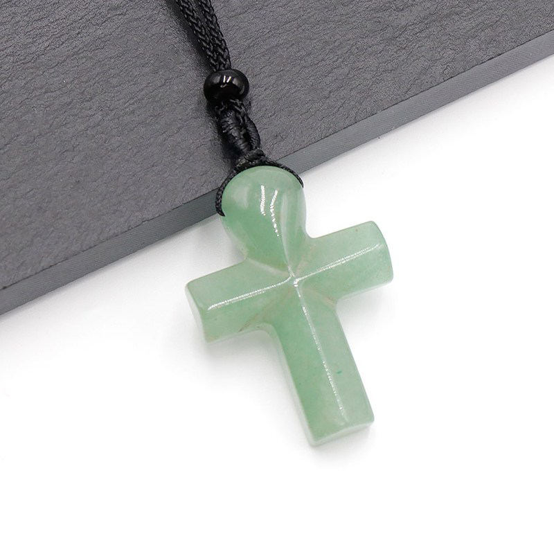 Natural Quartz Crystal Gemstone Crucifix Pendant Healing Reiki Necklace Amulet