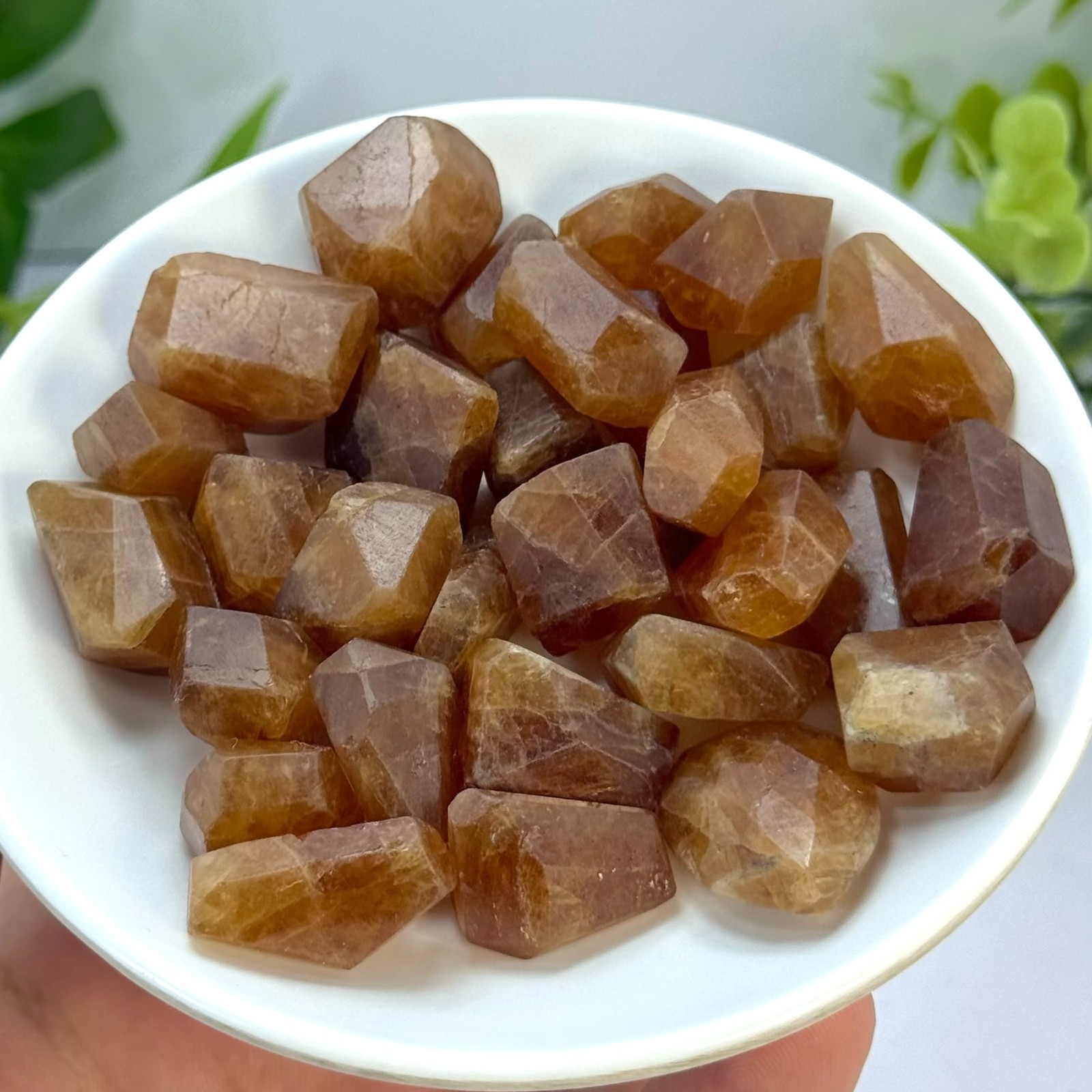 Faceted Red Spessartine Garnet Crystal Tumbles for Jewelry Making, 240g