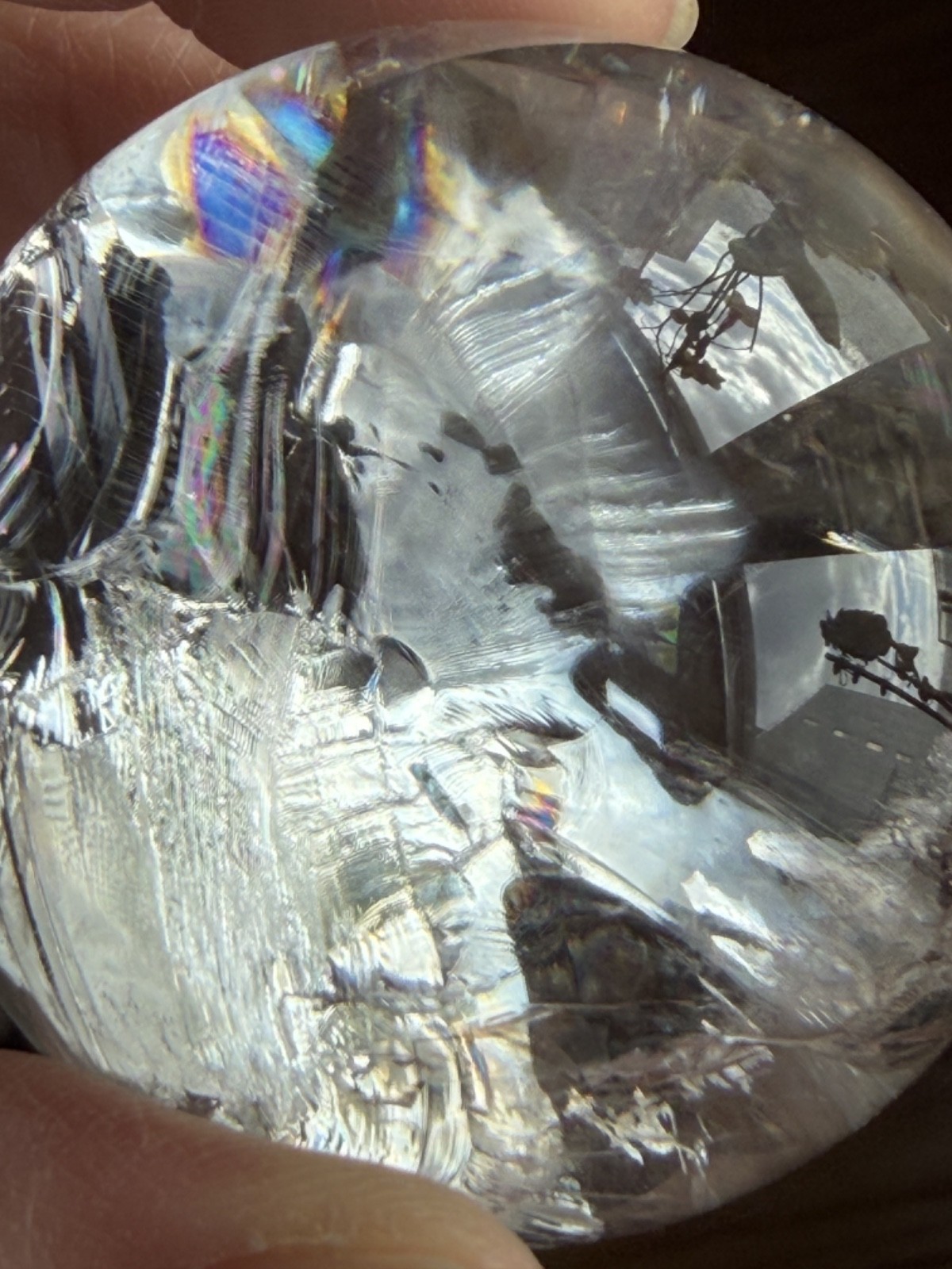 50mm Natural Rainbow Clear Quartz Sphere 173 grams