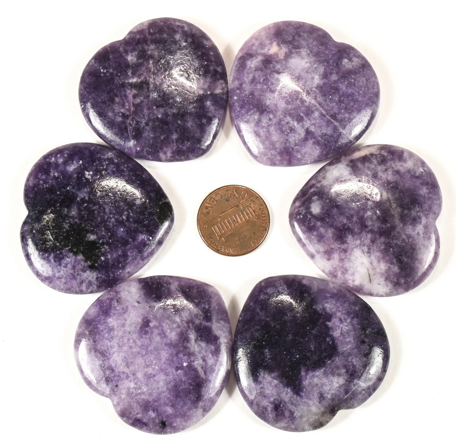 39mm Purple Lepidolite Heart Mini Bowl Worry Stone Crystal Mineral – Brazil 1PC