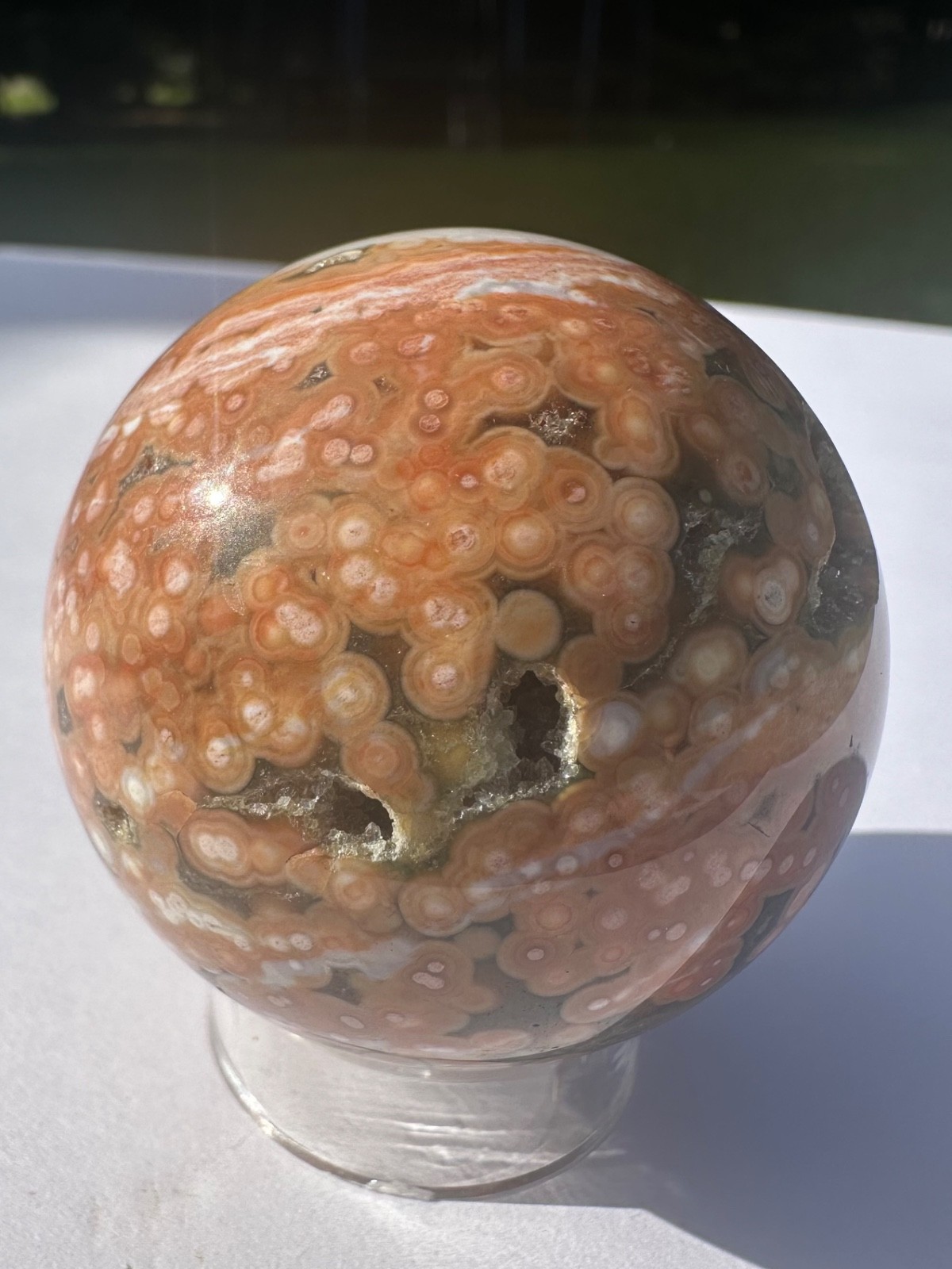 165g natural druzy orbicular ocean jasper 8th vein polished crystal ball