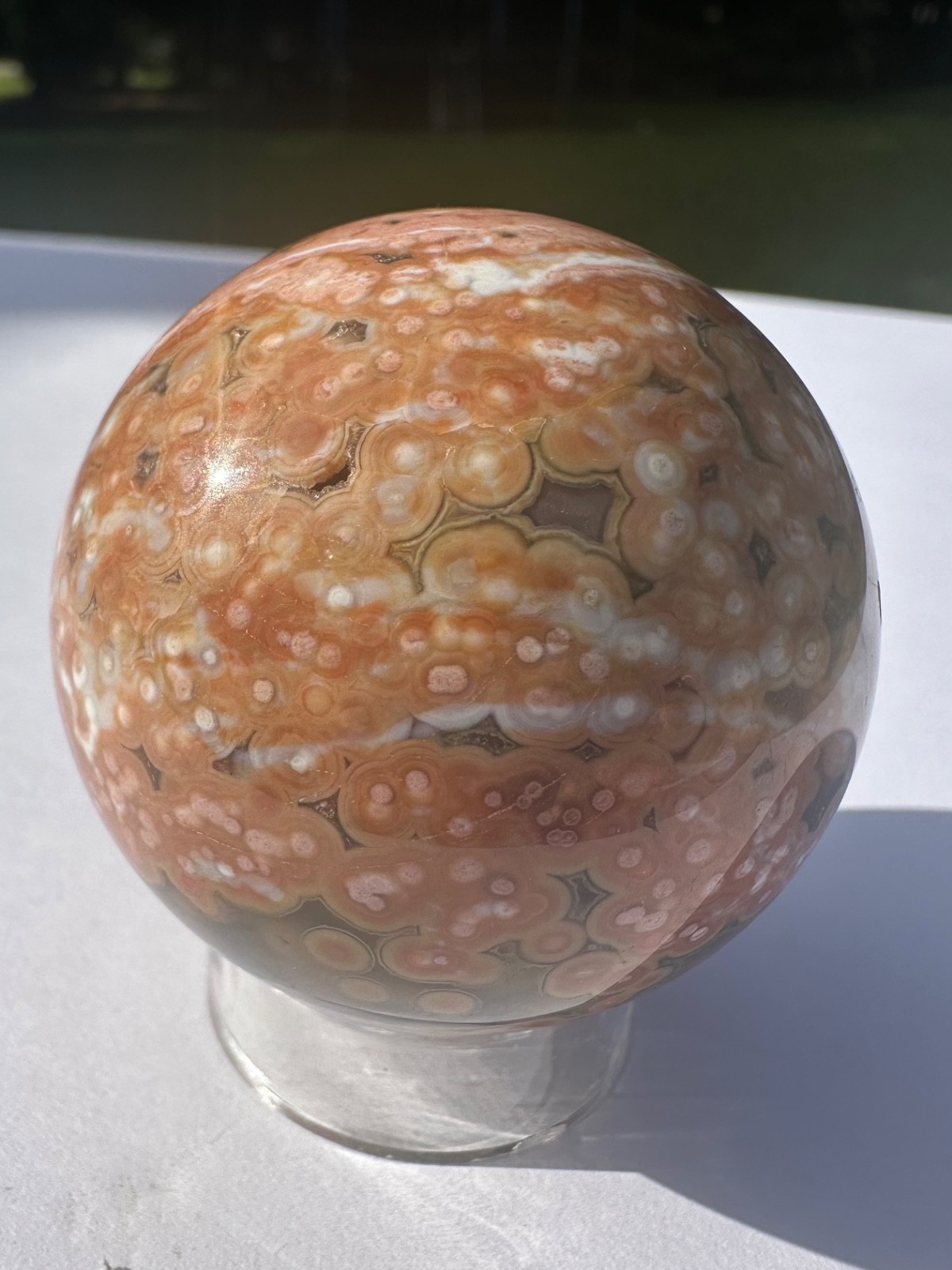 165g natural druzy orbicular ocean jasper 8th vein polished crystal ball