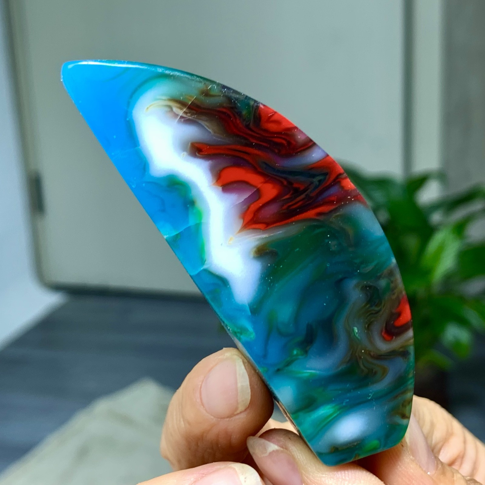 81G Natural NanHong Agate block multicolored Pattern Cabochon mineral Crystal