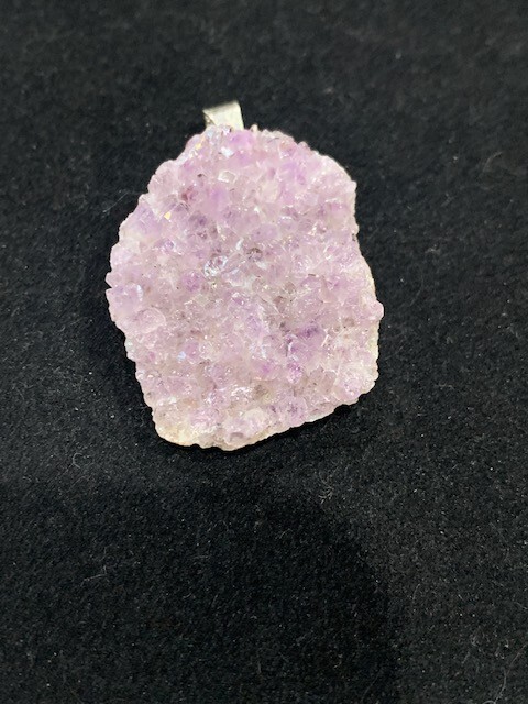 Light Purple Crystal Druzy Quartz Stone Pendant **Sparkly**