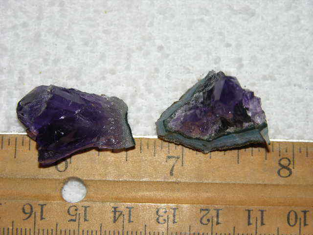 2 Amethyst crystal clusters grape jelly saturation smaller jewelry-sized 1″ J21