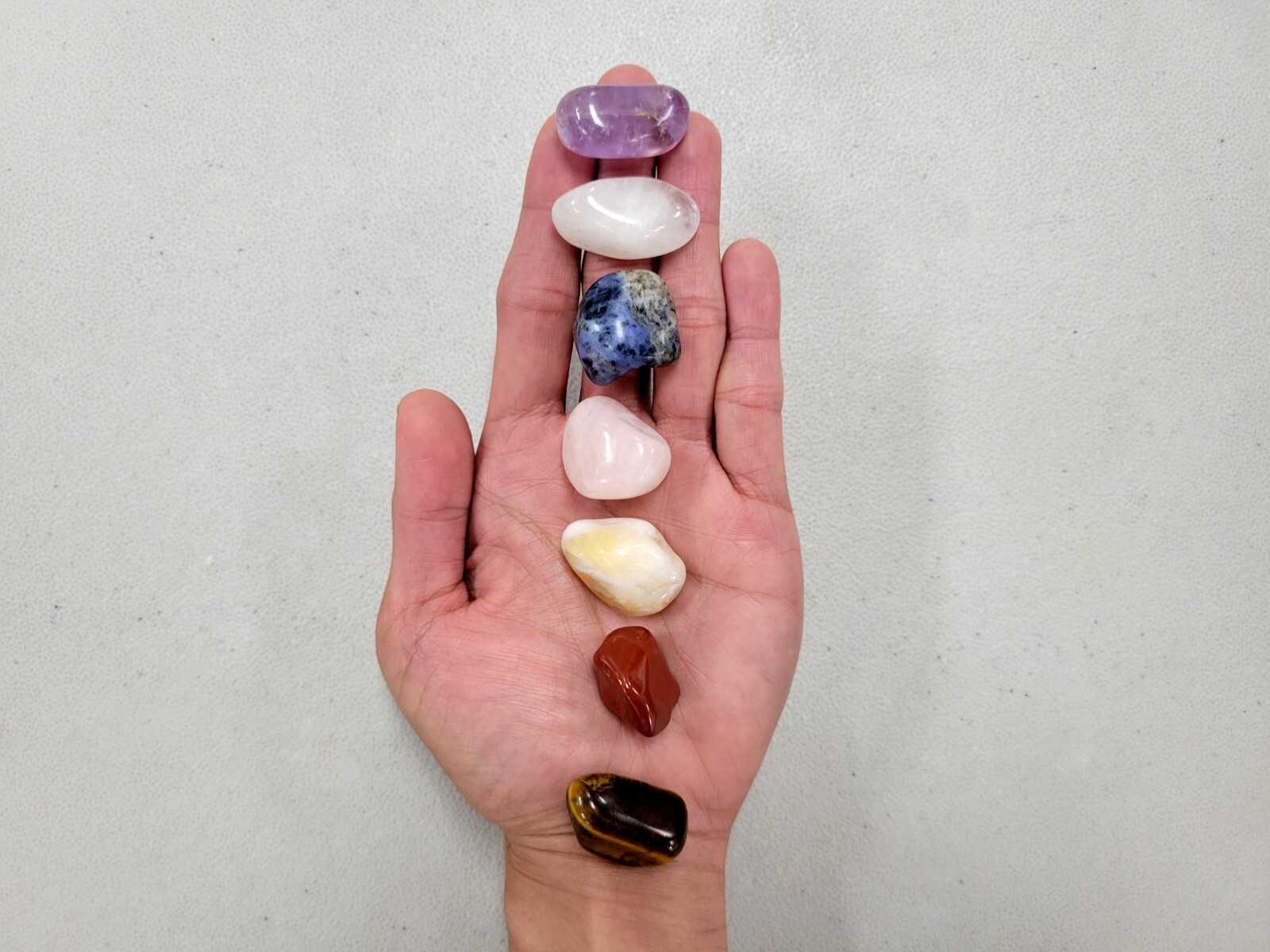 Tumbled Chakra Crystal Set 7 Seven Healing Stones Mini Kit Gemstone Tumbles
