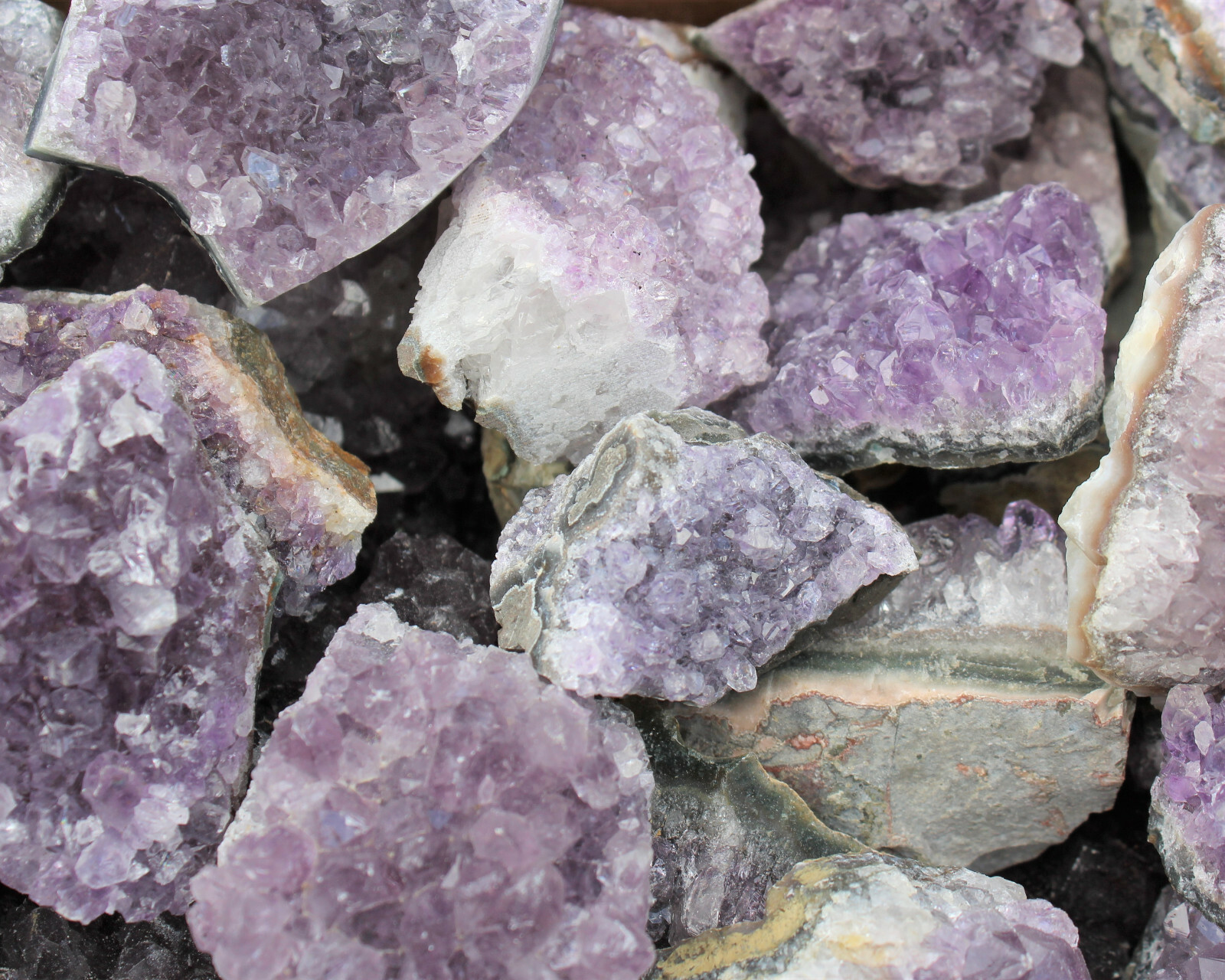 Wholesale Amethyst Cluster Box: B/C Grade CLEARANCE Box Bulk Amethyst Geodes