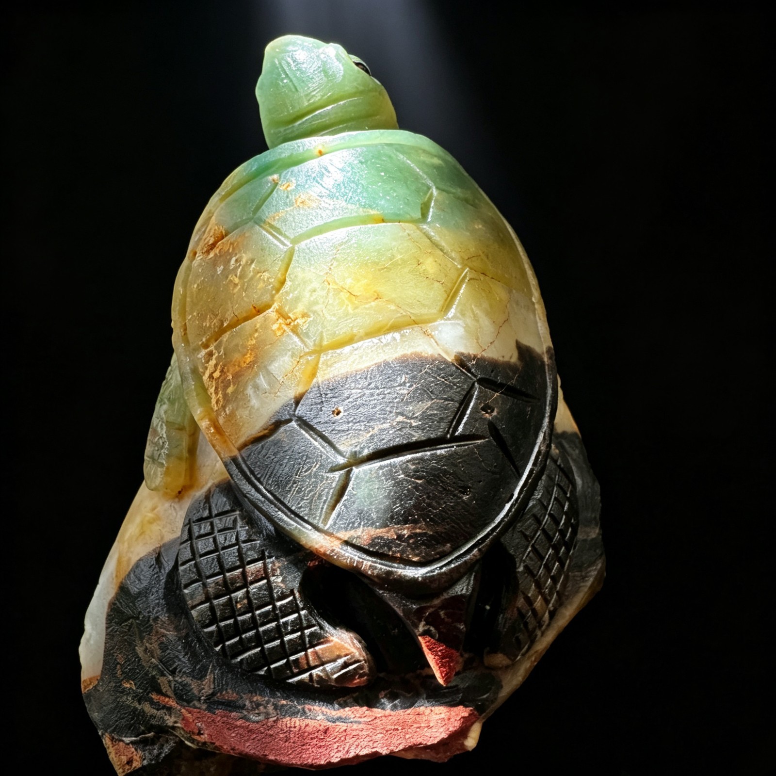 Hand Carved Natural Amazonite Turtle Figurine Polished Desk Decor Unique Gift