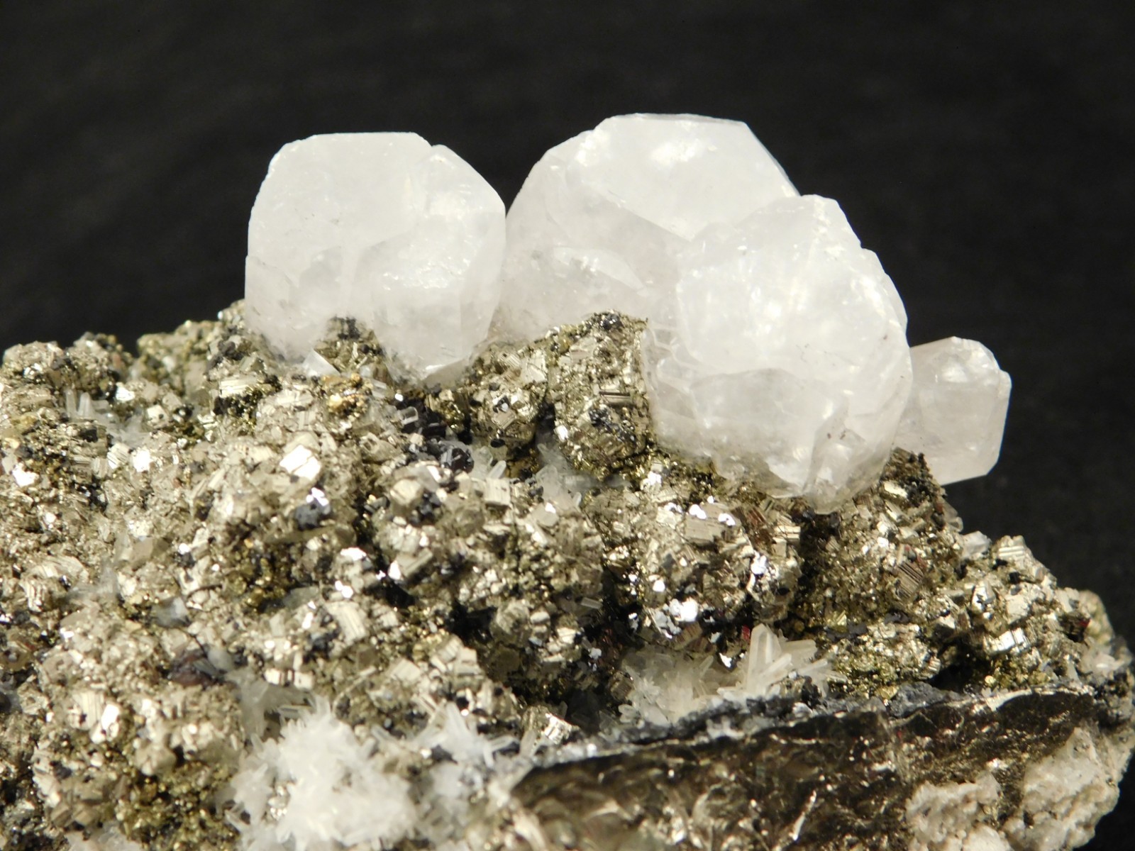 Larger! FLUORESCENT Calcite CRYSTAL Cluster on PYRITE Peru 261gr