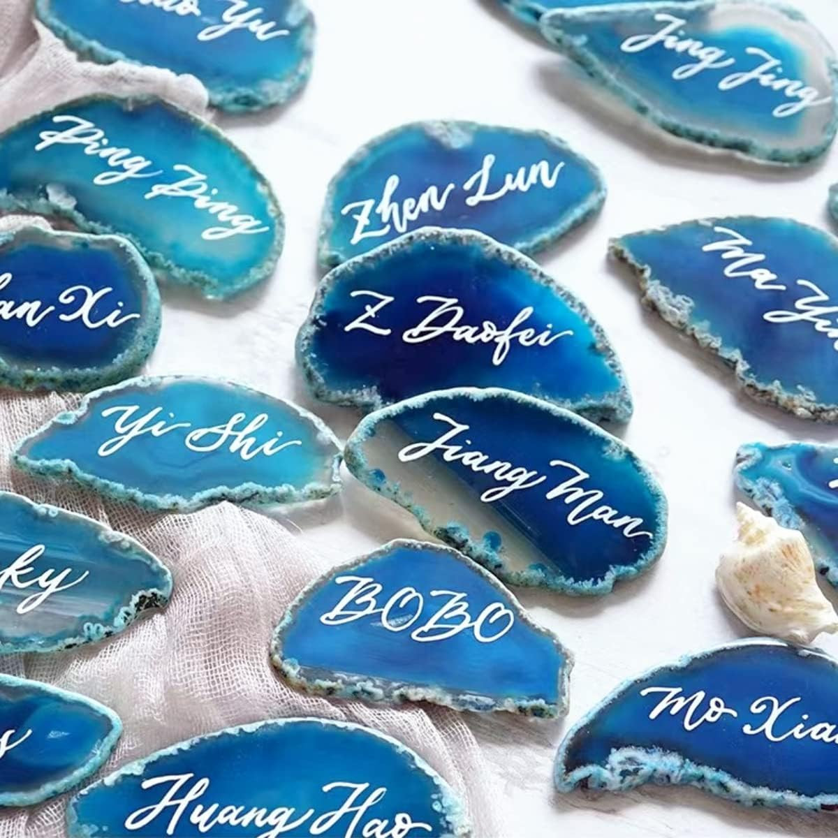 15Pcs Irregular Agate Geode Light Table Slice Bulk Dyed Blue Color Polished Agat