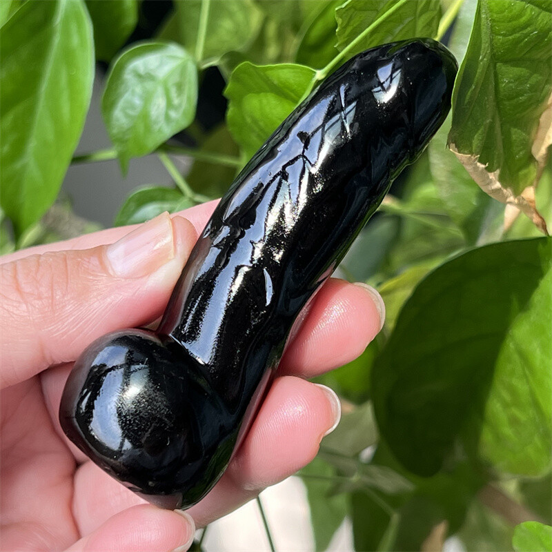 3″ Natural Obsidian Male Penis Quartz Skull Crystal skull Figurines Healing 1PC