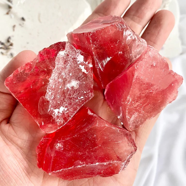 3Pcs Raw Large Cherry Quartz Rough Crystal Reiki Mineral Rocks Chunks Specimens
