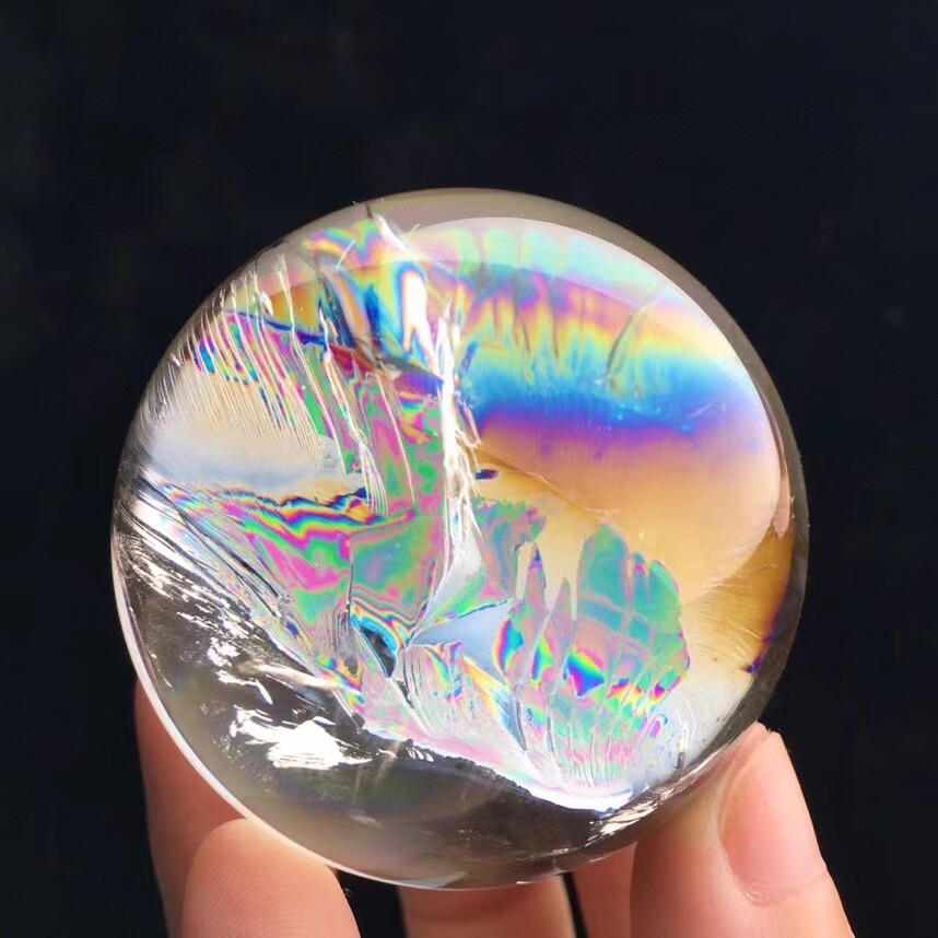 Top Natural Clear Quartz Sphere Rainbow Crystals Ball Healing 160g/5cm
