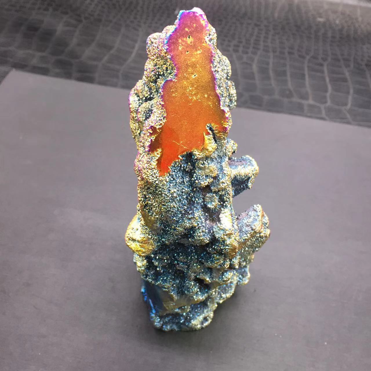 Angel Aura Natural Sphalerite Druzy Crystal Geode Point Pillar Healing Decorate