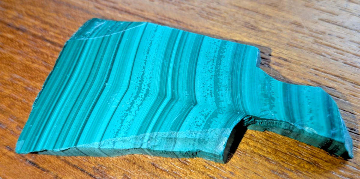 Lovely Small Slab Irregular Piece Malachite Horizontal Sea Green Waves 24 grams