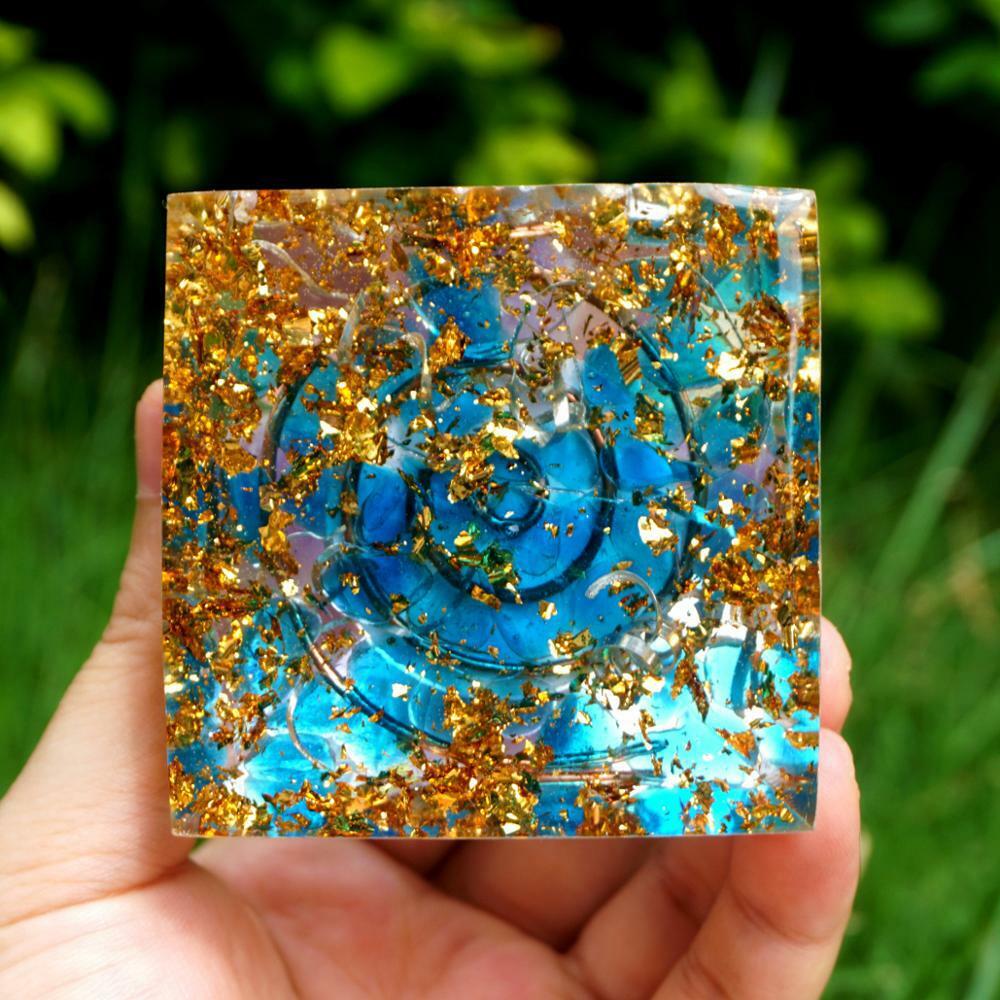 Amethyst Orgonite Pyramid Heal Obsidian Chakra Crystal Stone Energy Orgone Gifts