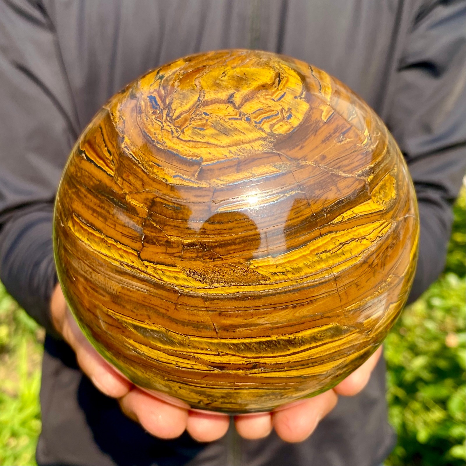 4.47LB Large Natural Tiger’s Eye Ball Quartz Crystal Sphere Gem Healing Décor