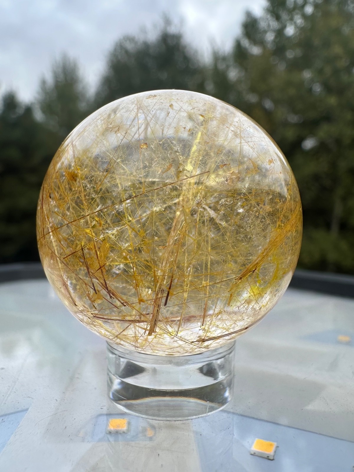 48g natural gold rutile sphere polished quartz crystal ball