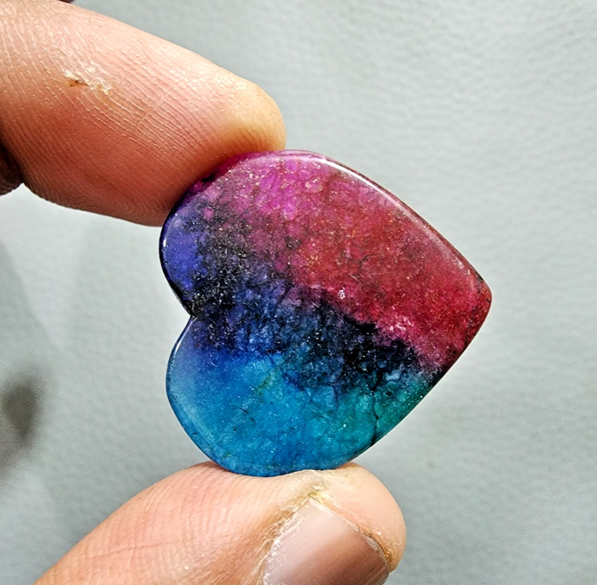 49 Crt Amazing Rainbow Solar Quartz Crystal Heart Shape Loose Gemstone Cabochon