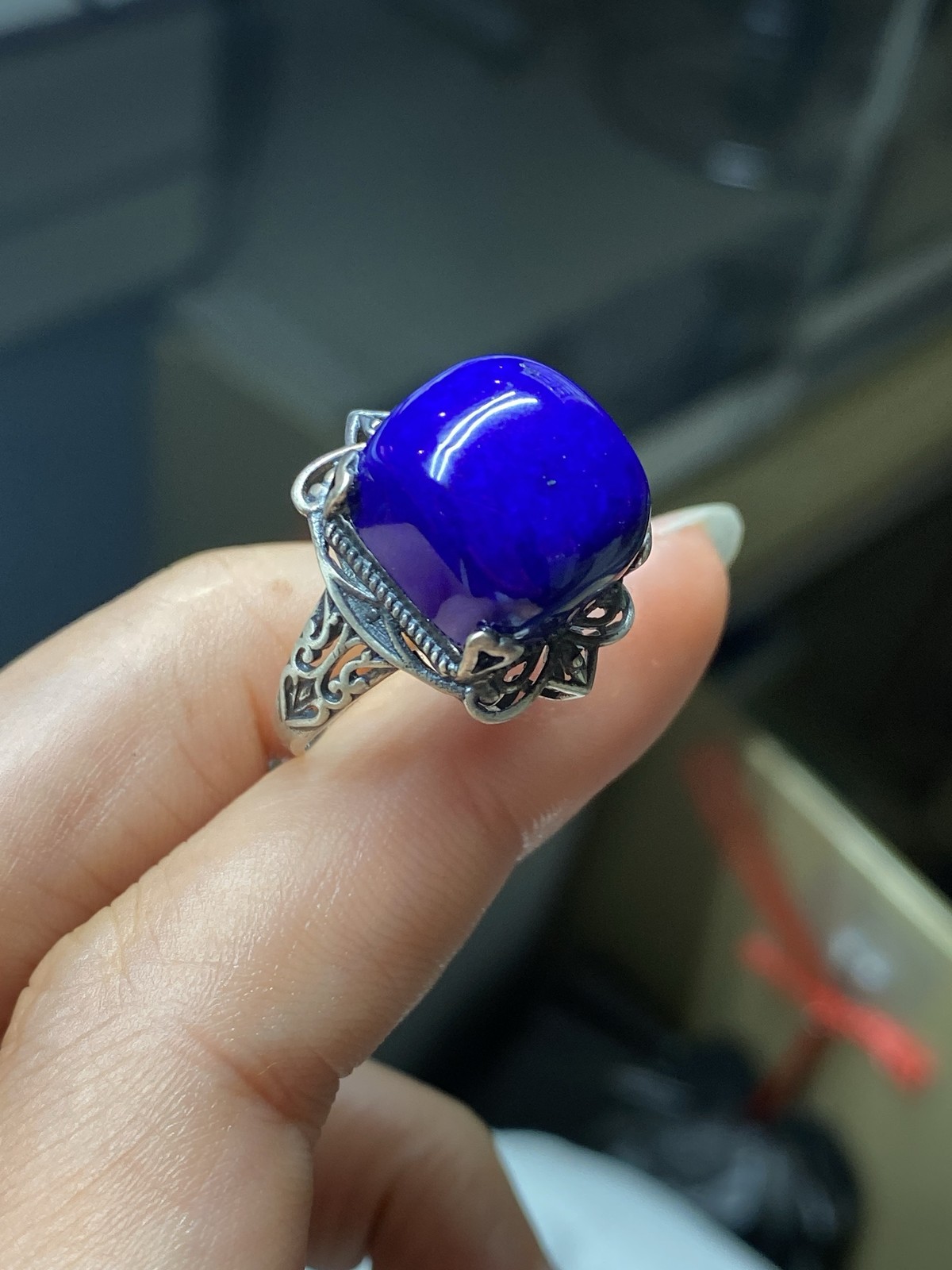 Handcrafted 925 Sterling Silver Ring Natural Old Mine Casual Stackable Decor