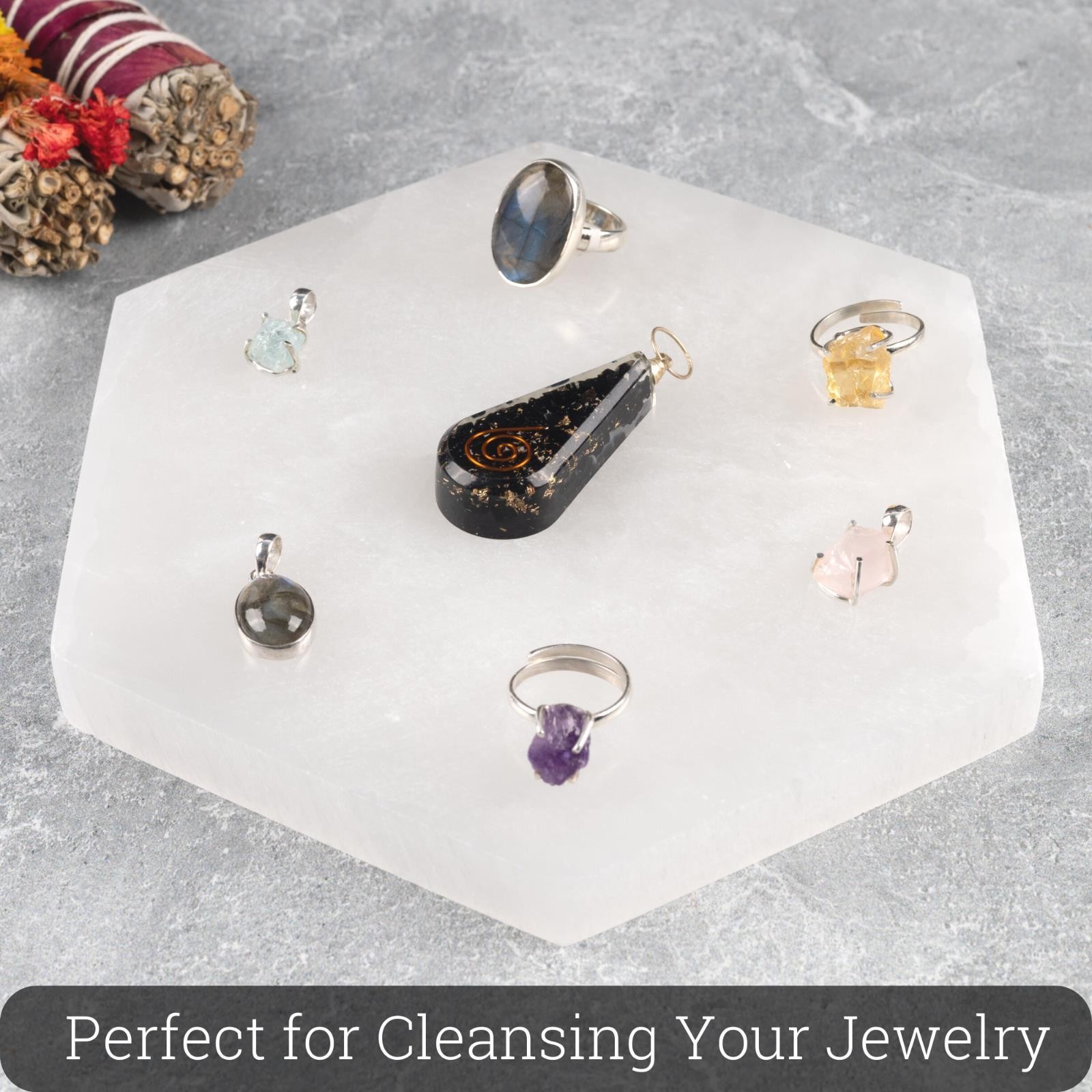 8″ Large Selenite Crystal Charging Plate, Cleansing, Meditation Spiritual Gift