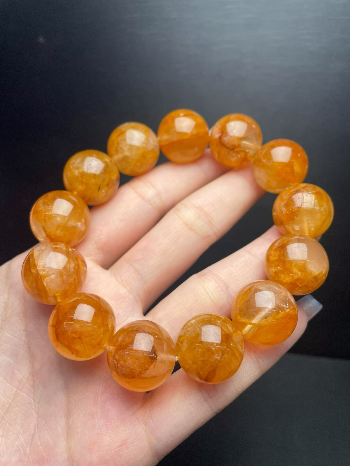 18mm Natural fire quartz Bead Bracelet Reiki Crystal Quartz Healing Decorate 1pc