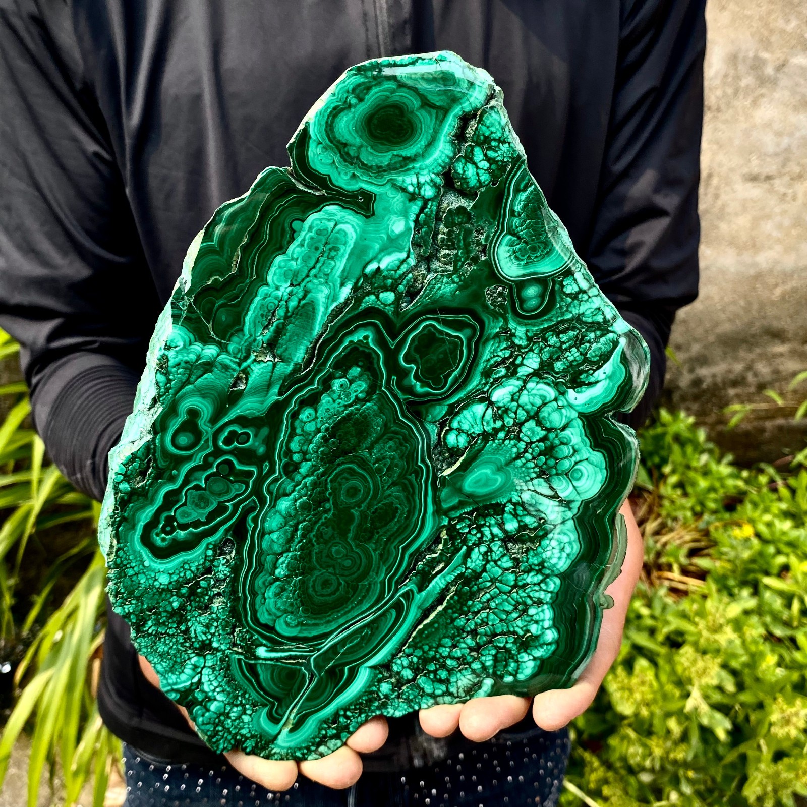 3.61LB Natural malachite slice quartz crystal luster mineral specimen