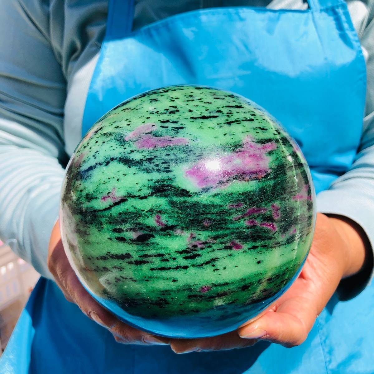 7.28LB Natural green Ruby zoisite (anylite) crystal ball sample Healing