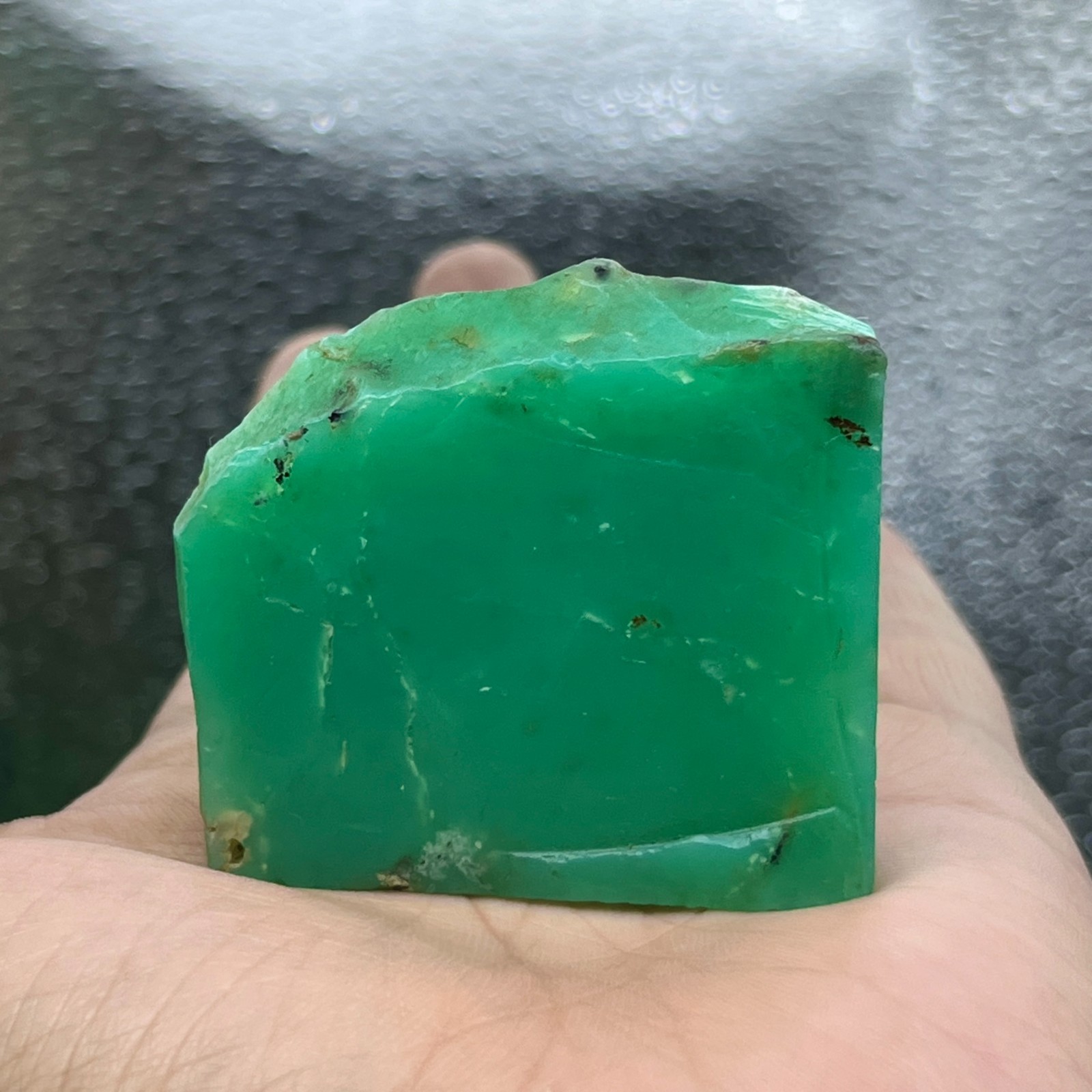 Rare Green Chrysoprase Rough Stone 284Ct Natural Gem Specimen Slice