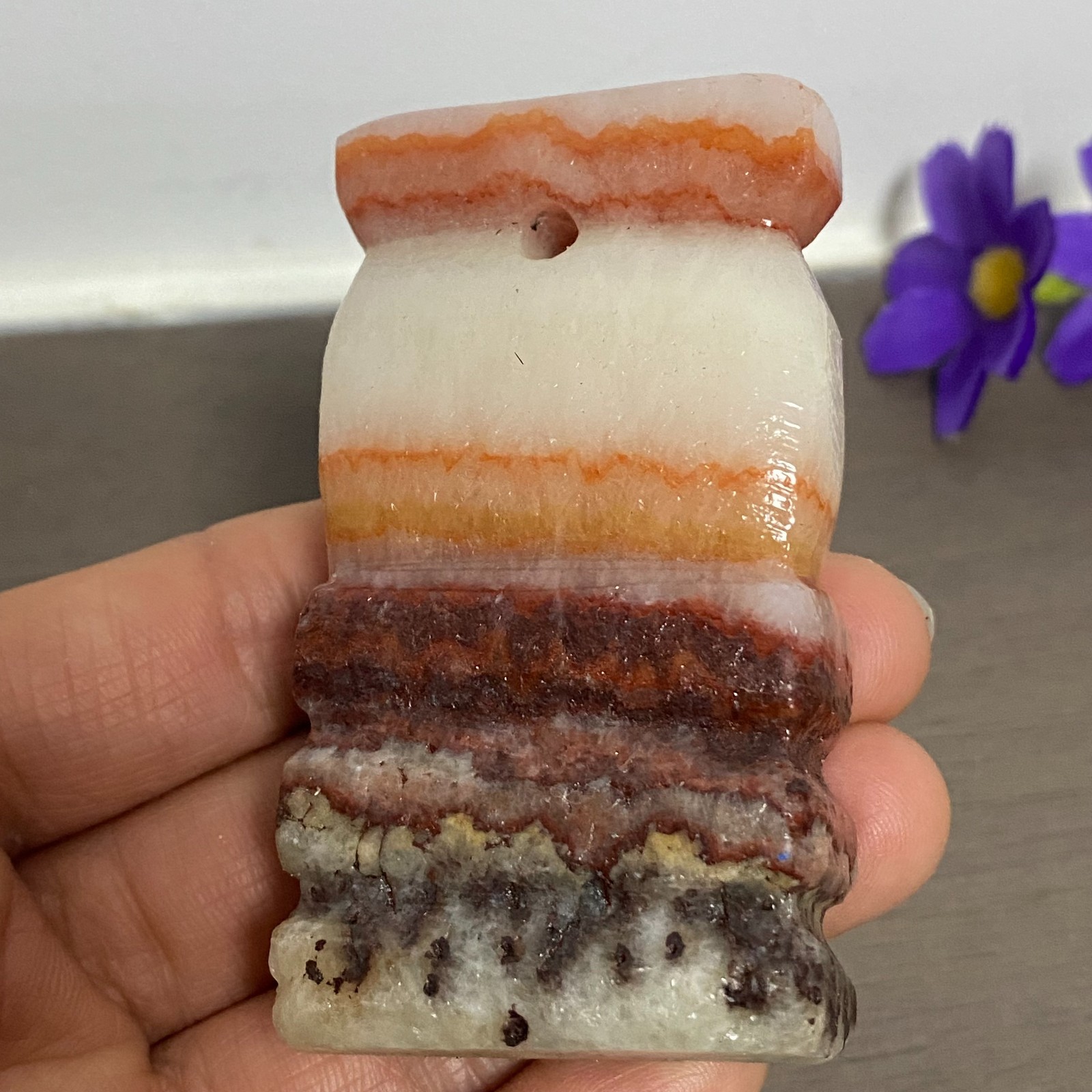 72-40-17mm NATURAL Pork stone quartz crystal Hand carving marbled meat