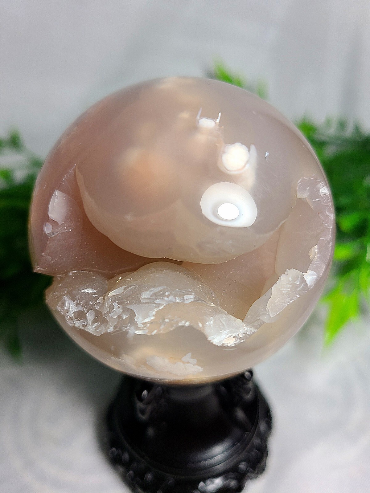 2.5″ 310g A+ 65mm Pretty Pink Botryoidal Geode Flower Agate Crystal Sphere