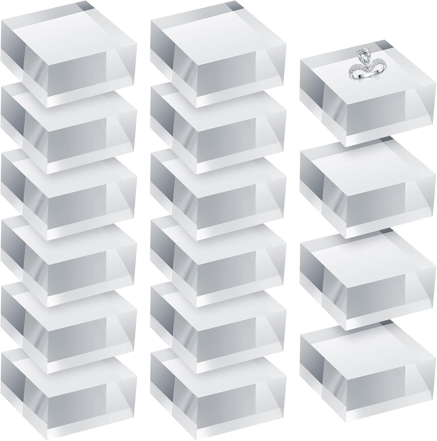Remerry 16 Pcs Clear Acrylic Blocks Acrylic Square Display Block Clear Polished