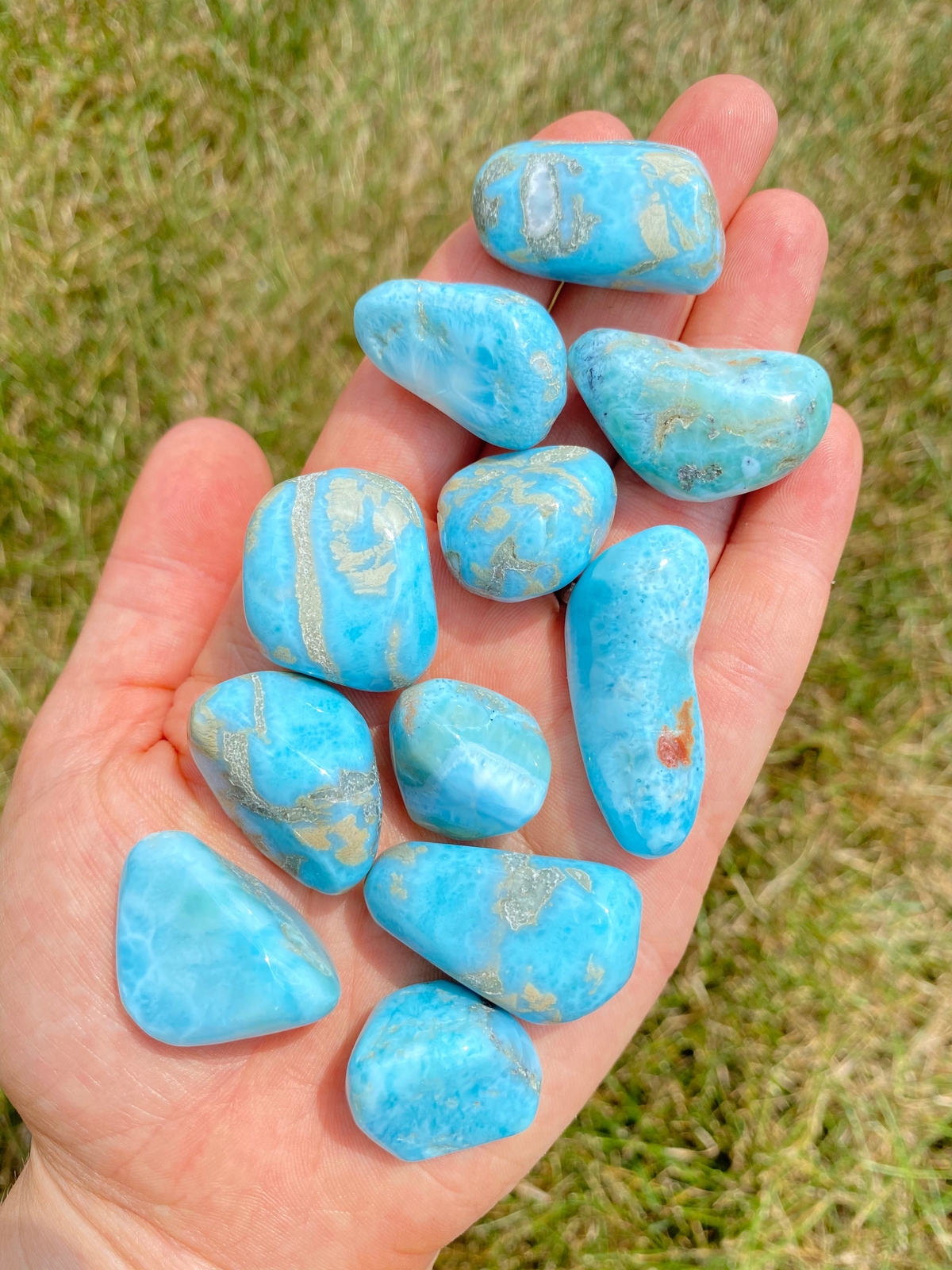 Larimar Tumbled Stone (Grade AB) Natural Larimar Crystal from Dominican Republic
