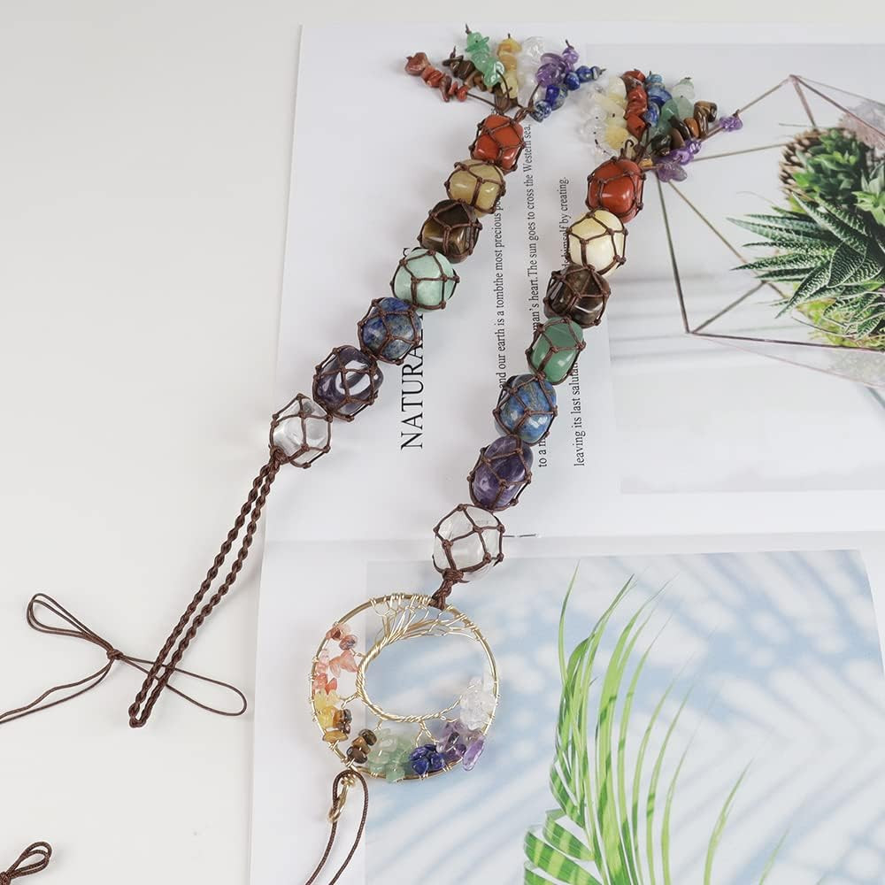 7 Chakra Stone Healing Crystal Tree of Life Wall Hanging Home Interior Decoratio