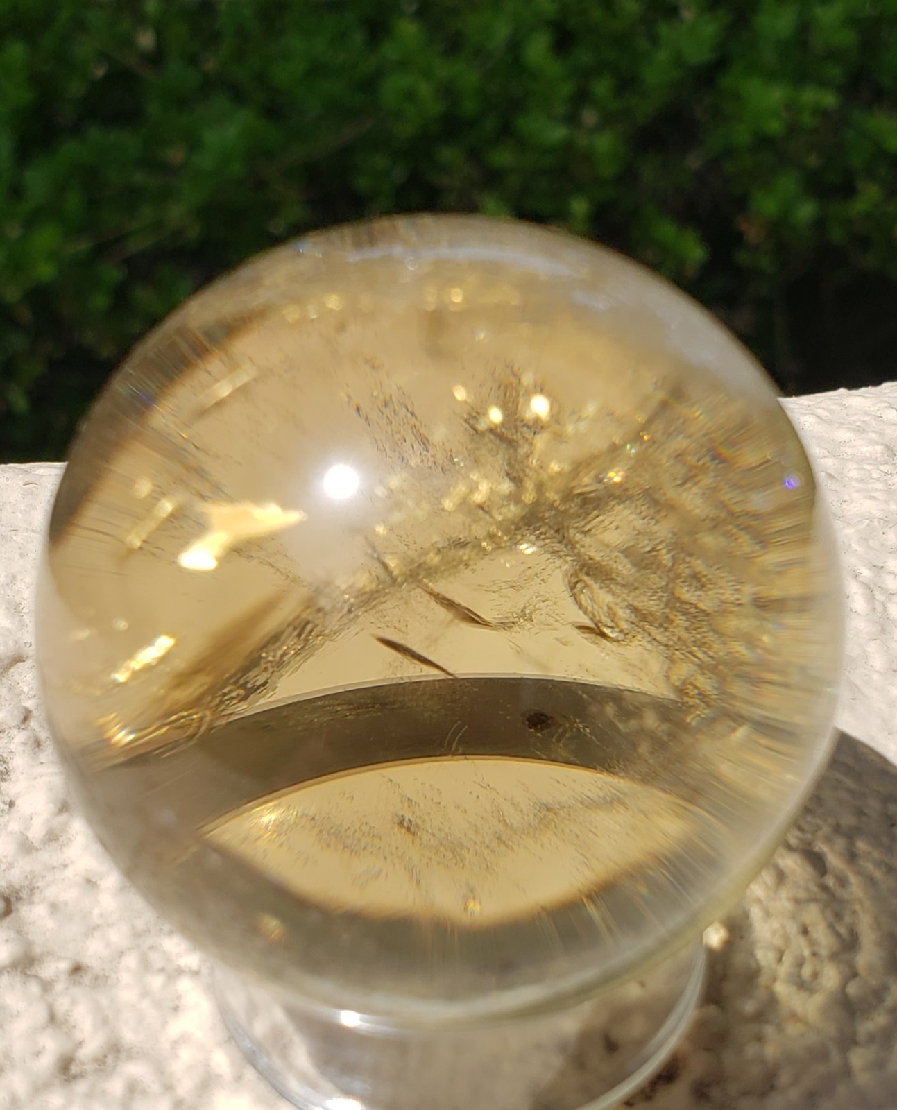 1.75″ Clear Smoky Citrine Quartz Crystal Sphere Ball Orb Rainbows, 122g